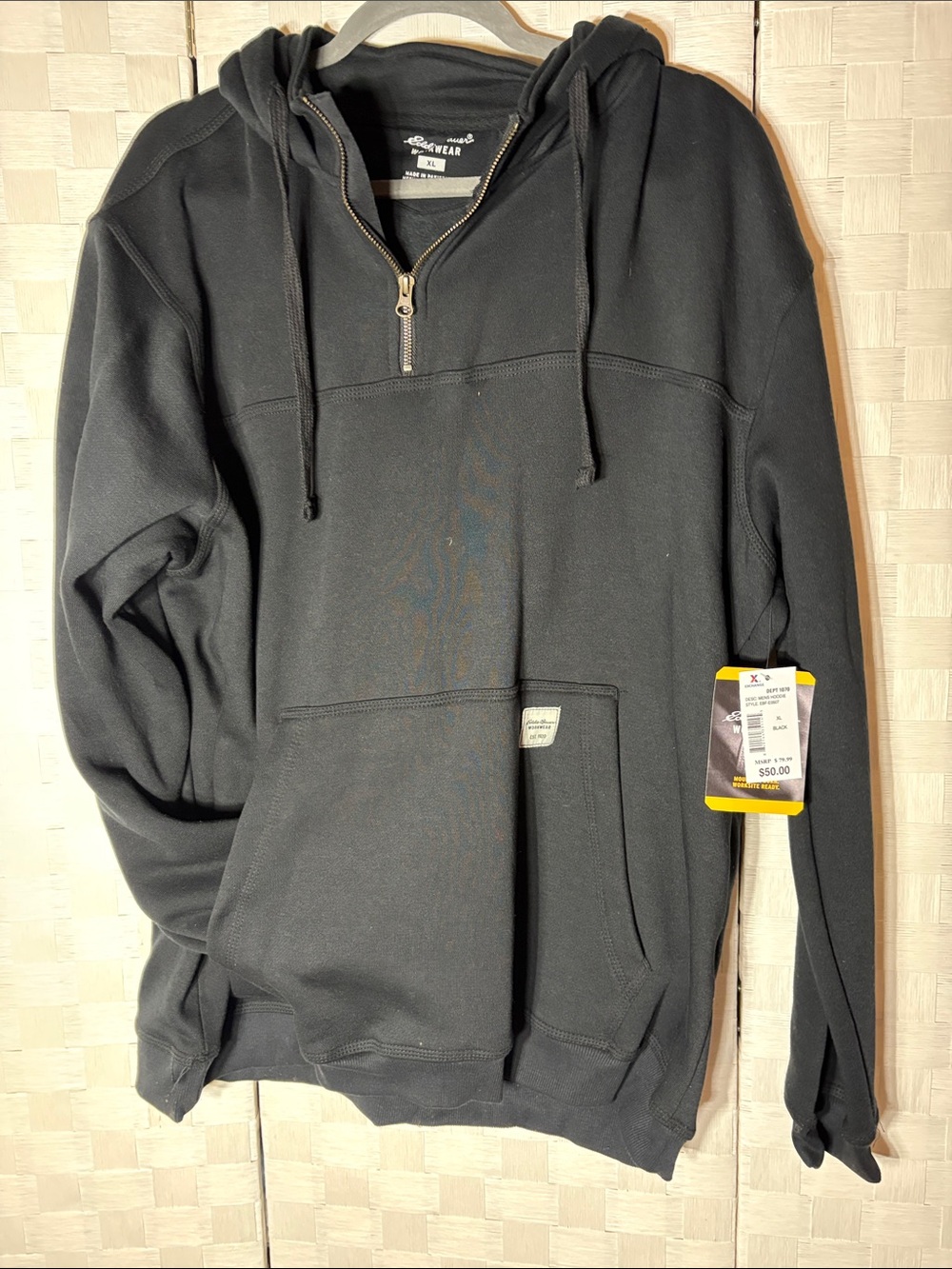 Eddie Bauer Black Half-Zip Hooded Sweatshirt